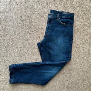 Lands End Jeans Mens 38x32 Square Rigger Traditional Fit Blue Dark Wash Denim